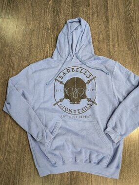 Barbells And Ponytails Pullover Hoodie "Skulls" Sweatshirt Sz M NEW